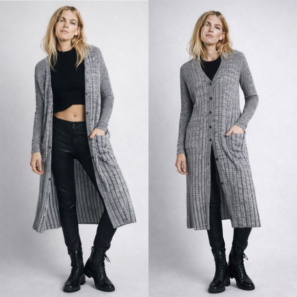 Free People Sweaters - Free People Shadow Stripe Long Cardigan Duster